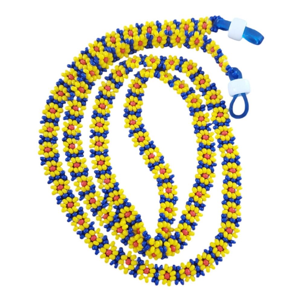 Daisy Chain Bead Glasses Chain Sunglasses Lanyard 28" Yellow Blue Red